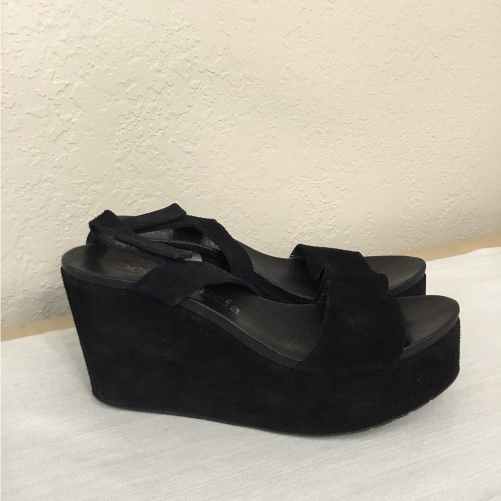 Pedro Garcia Elegant Black Wedge Sandals - Picture 2 of 10